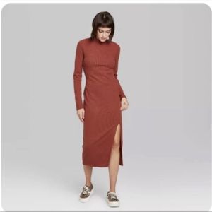 Wild Fable Rust Mock Neck Midi Dress size x-large